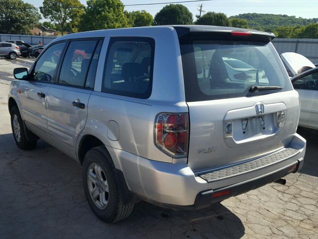 5FNYF28197B008751 - 2007 HONDA PILOT LX SILVER photo 3