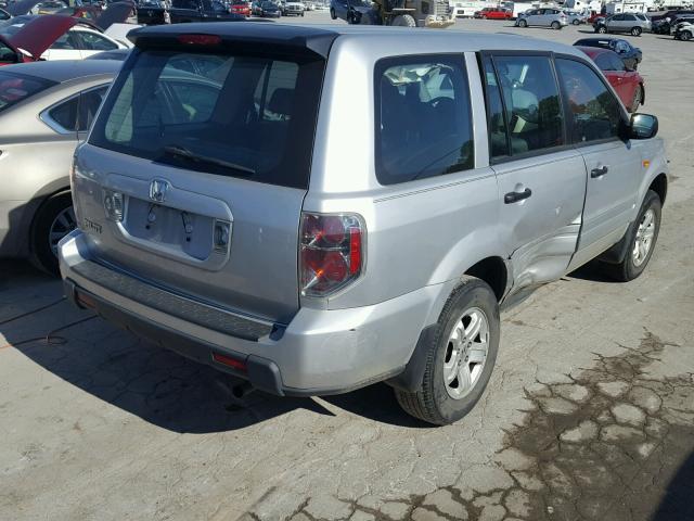 5FNYF28197B008751 - 2007 HONDA PILOT LX SILVER photo 4