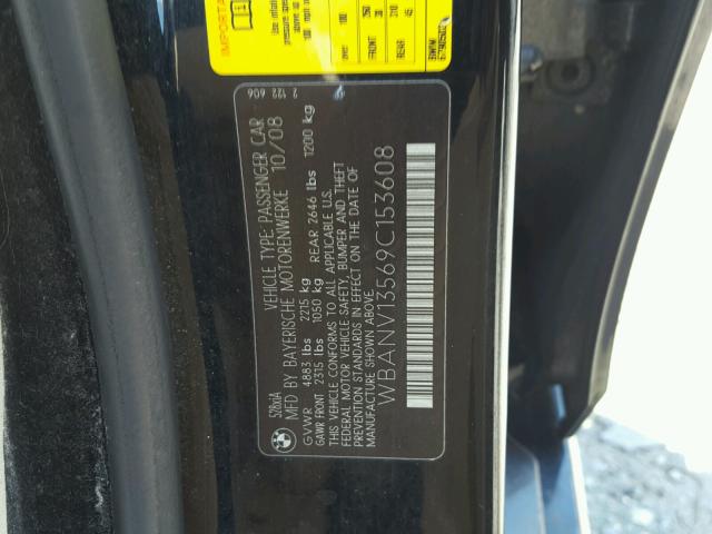 WBANV13569C153608 - 2009 BMW 528 XI BLACK photo 10