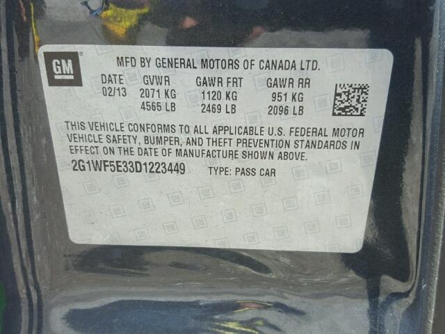 2G1WF5E33D1223449 - 2013 CHEVROLET IMPALA LS GRAY photo 10