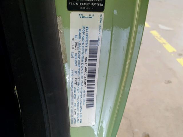 3VWCK31C05M401700 - 2005 VOLKSWAGEN NEW BEETLE 绿色 照片 10