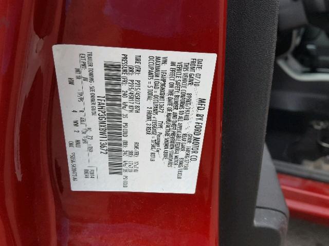 1FAHP3GNXBW113672 - 2011 FORD FOCUS SES RED photo 10