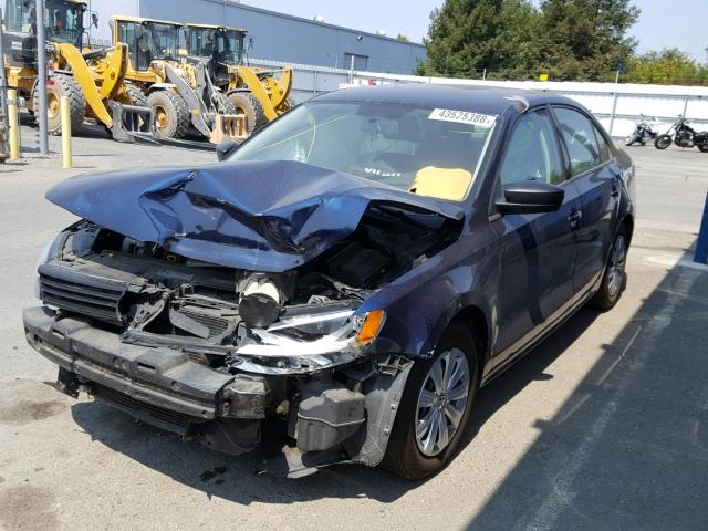 3VW2K7AJ4EM356200 - 2014 VOLKSWAGEN JETTA BASE BLUE photo 2