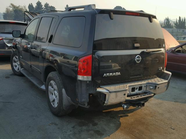 5N1AA08B75N720781 - 2005 NISSAN ARMADA SE BLACK photo 3