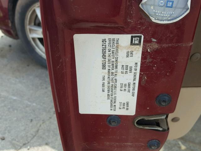 1G1ZT62845F173960 - 2005 CHEVROLET MALIBU MAX 红色 照片 10