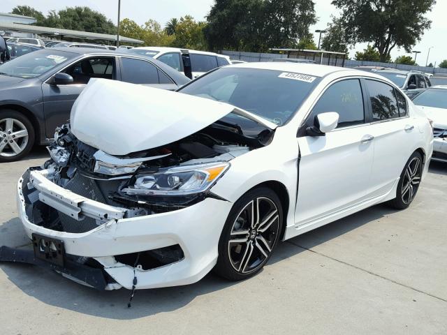 1HGCR2F52GA180542 - 2016 HONDA ACCORD SPO WHITE photo 2