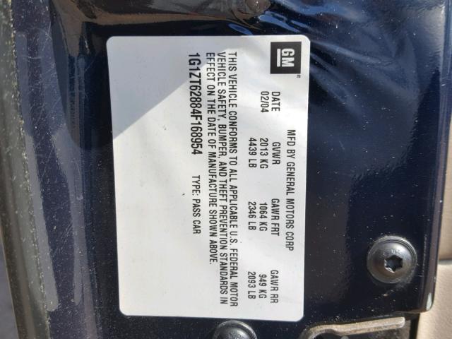 1G1ZT62884F168954 - 2004 CHEVROLET MALIBU MAX BLUE photo 10