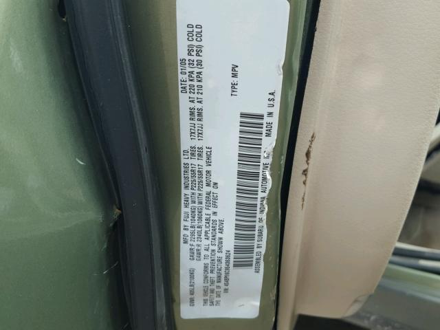 4S4BP86C954363624 - 2005 SUBARU LEGACY GREEN photo 10