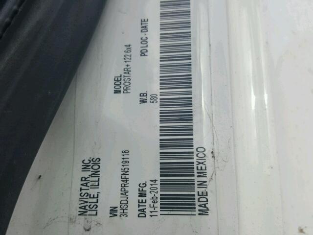 3HSDJAPR4FN519116 - 2015 INTERNATIONAL PROSTAR أبيض صورة 10