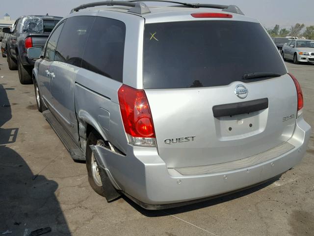 5N1BV28U24N313391 - 2004 NISSAN QUEST S SILVER photo 3