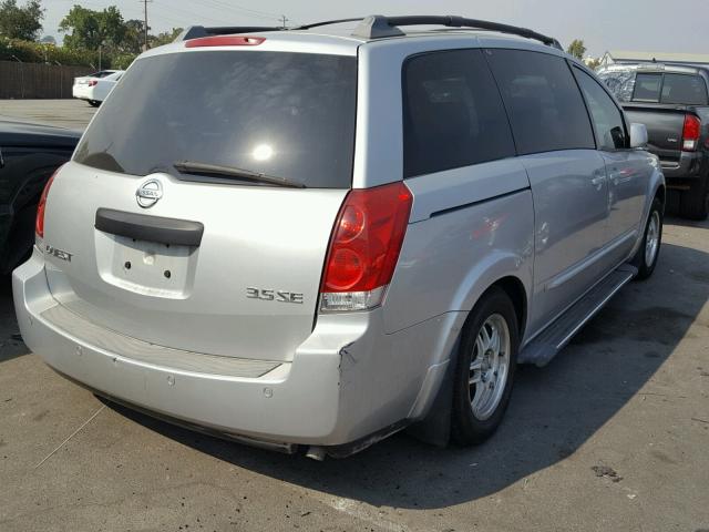 5N1BV28U24N313391 - 2004 NISSAN QUEST S SILVER photo 4