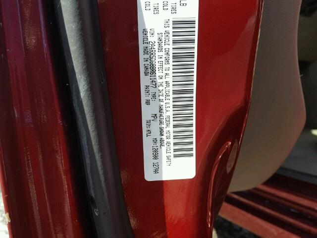 2A4RR5DG8BR611477 - 2011 CHRYSLER TOWN & COU RED photo 10