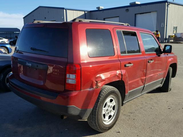 1C4NJPBA5ED691804 - 2014 JEEP PATRIOT SP BURGUNDY photo 4