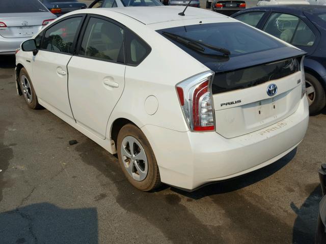 JTDKN3DU7C1500955 - 2012 TOYOTA PRIUS WHITE photo 3