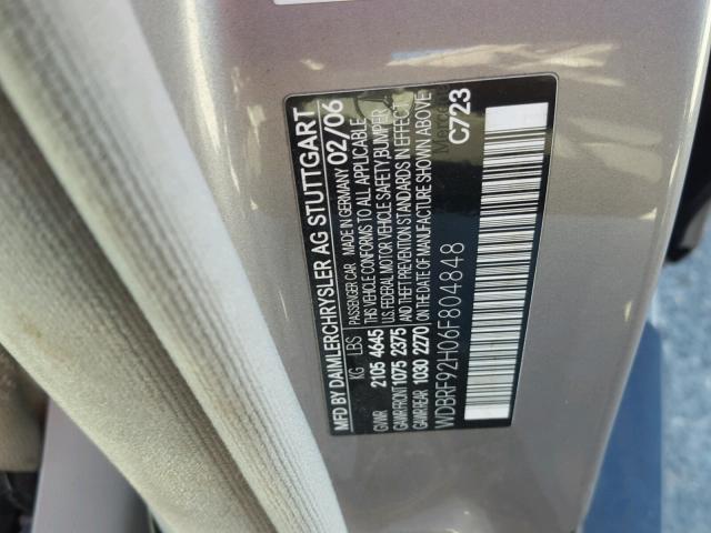 WDBRF92H06F804848 - 2006 MERCEDES-BENZ C GENERATI GRAY photo 10