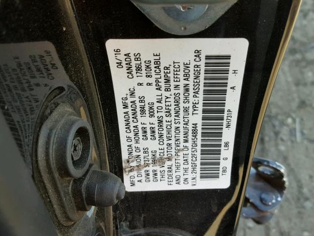 2HGFC2F57GH548844 - 2016 HONDA CIVIC LX BLACK photo 10