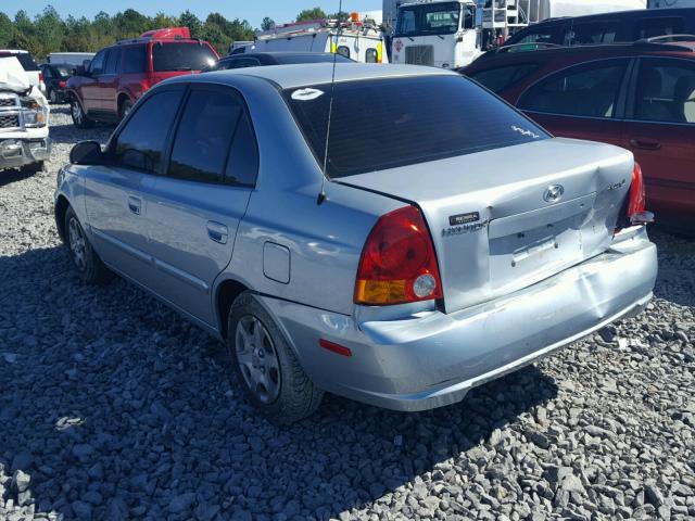 KMHCG45C75U654458 - 2005 HYUNDAI ACCENT GL BLUE photo 3