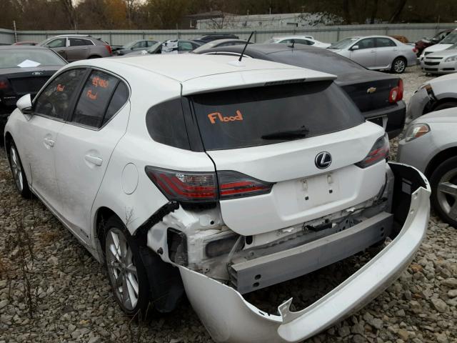 JTHKD5BH8D2126810 - 2013 LEXUS CT 200 WHITE photo 3