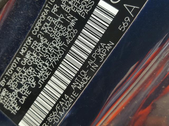 JTKDE177960114026 - 2006 TOYOTA SCION TC 蓝色 照片 10