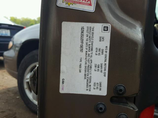 1G2WJ52J3YF156797 - 2000 PONTIAC GRAND PRIX BROWN photo 10