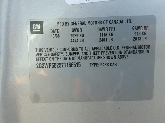 2G2WP552571166515 - 2007 PONTIAC GRAND PRIX 银色 照片 10