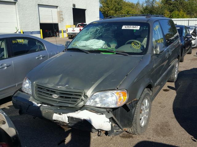 KNDUP132556733214 - 2005 KIA SEDONA GREEN photo 2