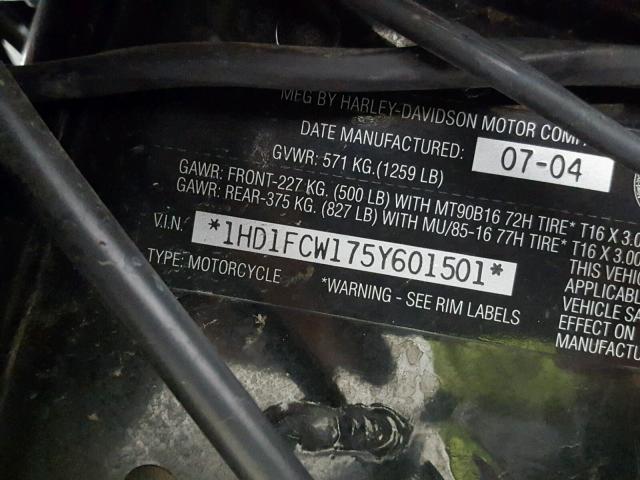 1HD1FCW175Y601501 - 2005 HARLEY-DAVIDSON FLHTCUI BLACK photo 20