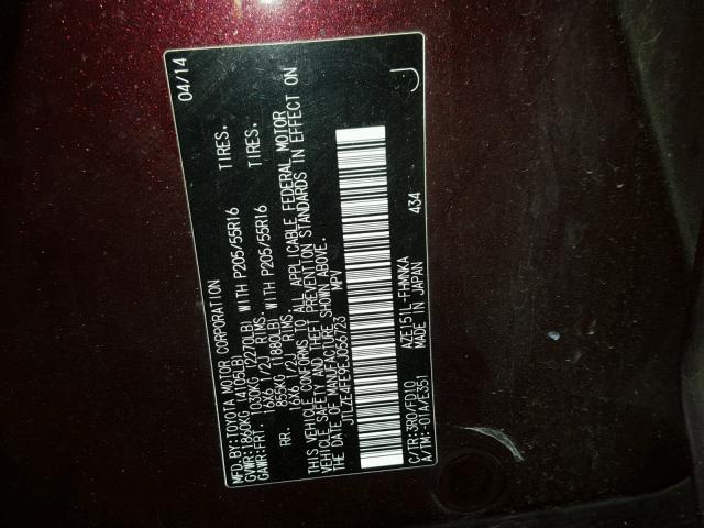 JTLZE4FE9EJ056723 - 2014 TOYOTA SCION XB 勃艮第红 照片 10