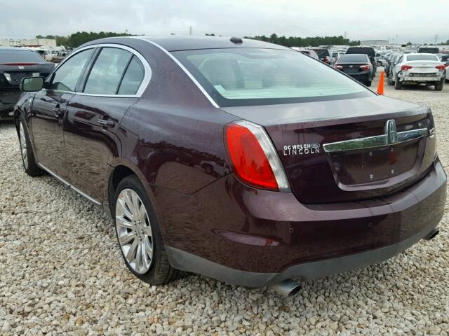 1LNHL9FT9BG613160 - 2011 LINCOLN MKS MAROON photo 3