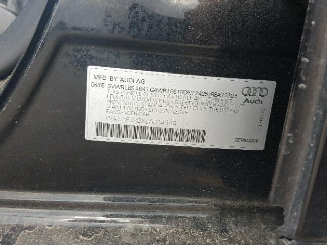 WAUAF78EX6A014144 - 2006 AUDI A4 2 BLACK photo 10