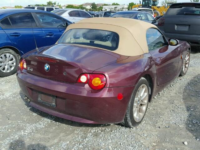 4USBT33423LS44245 - 2003 BMW Z4 BURGUNDY photo 4