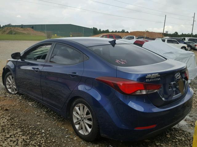 5NPDH4AE7FH620996 - 2015 HYUNDAI ELANTRA SE BLUE photo 3