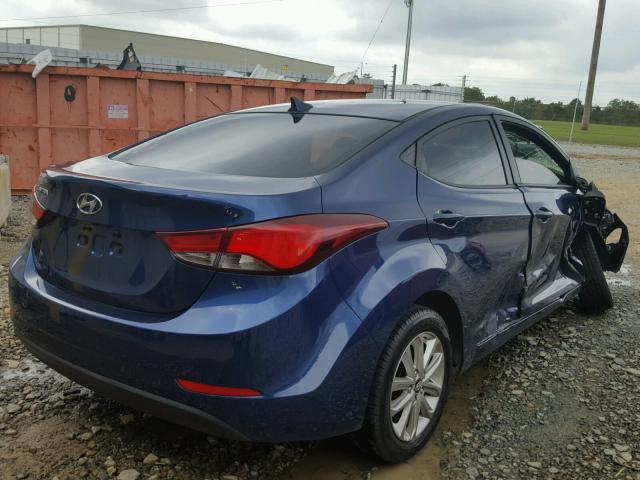 5NPDH4AE7FH620996 - 2015 HYUNDAI ELANTRA SE BLUE photo 4