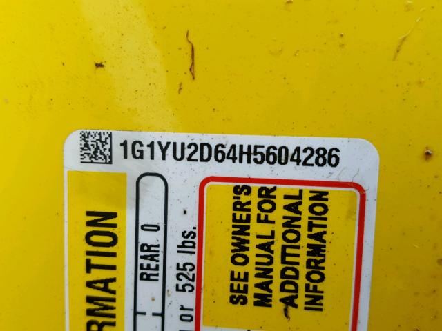 1G1YU2D64H5604286 - 2017 CHEVROLET CORVETTE Z YELLOW photo 10