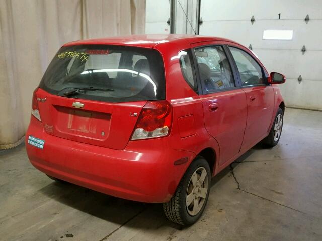 KL1TD66617B785344 - 2007 CHEVROLET AVEO RED photo 4