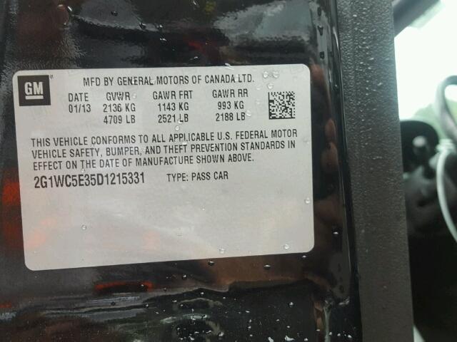 2G1WC5E35D1215331 - 2013 CHEVROLET IMPALA BLACK photo 10