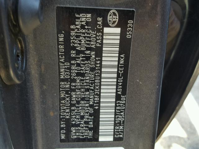 4T1BF3EK0BU131441 - 2011 TOYOTA CAMRY BASE CHARCOAL photo 10