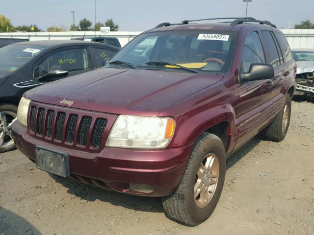 1J4GW68N6XC770397 - 1999 JEEP GRAND CHER BURGUNDY photo 2