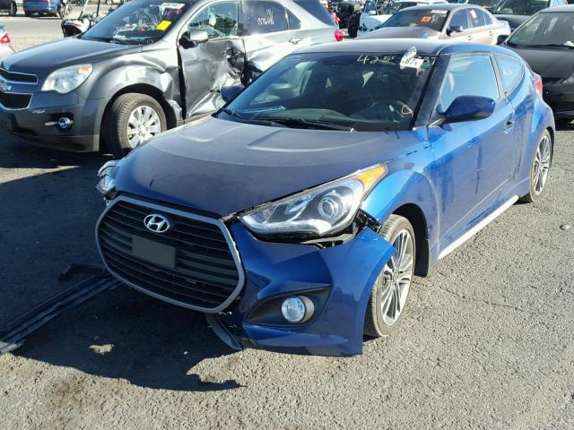 KMHTC6AE4HU318561 - 2017 HYUNDAI VELOSTER T BLUE photo 2