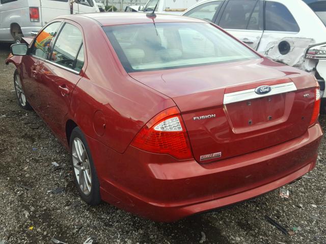 3FAHP0JA9AR146362 - 2010 FORD FUSION SEL RED photo 3