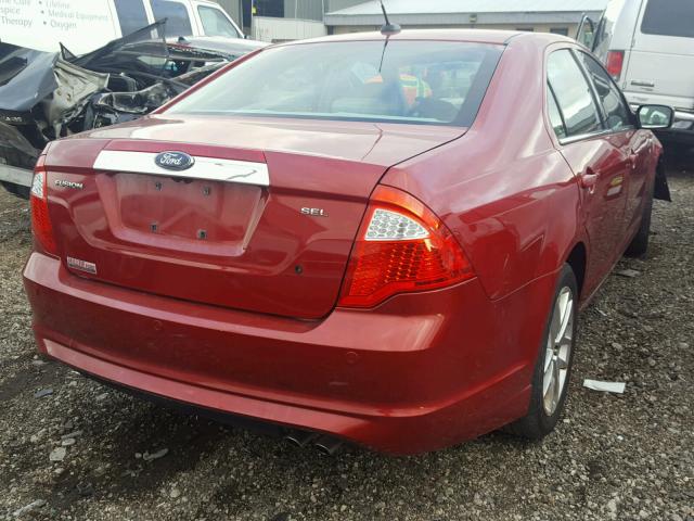 3FAHP0JA9AR146362 - 2010 FORD FUSION SEL RED photo 4