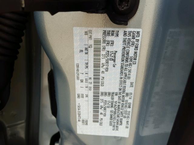 1FADP5BUXEL515819 - 2014 FORD C-MAX SEL SILVER photo 10