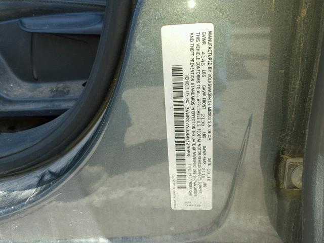 3VWBX7AJ3BM328059 - 2011 VOLKSWAGEN JETTA SE 灰色 照片 10