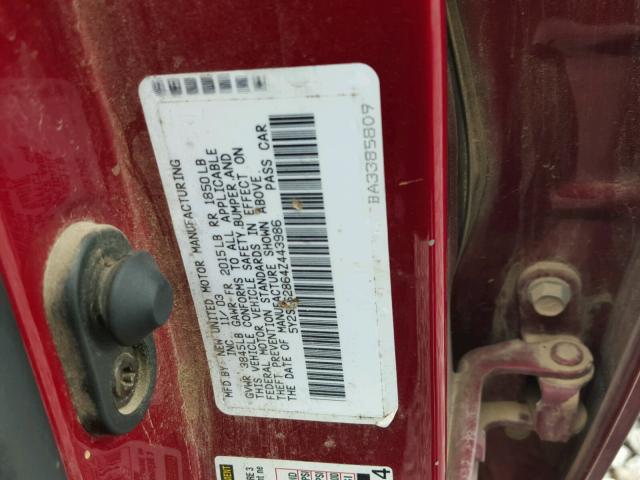 5Y2SL62864Z443986 - 2004 PONTIAC VIBE MAROON photo 10