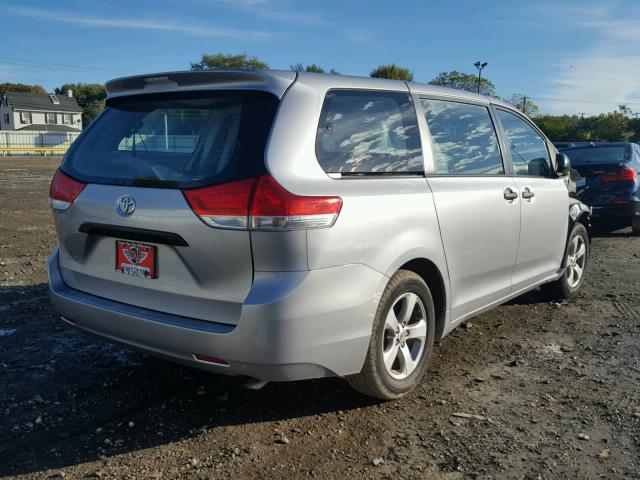 5TDZK3DC6ES454314 - 2014 TOYOTA SIENNA BAS SILVER photo 4