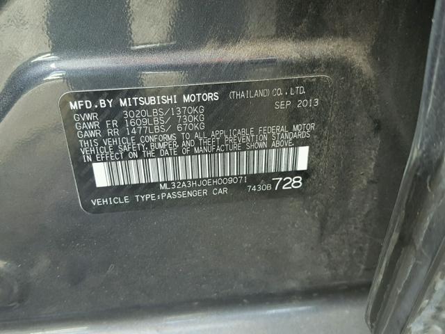 ML32A3HJ0EH009071 - 2014 MITSUBISHI MIRAGE DE CHARCOAL photo 10