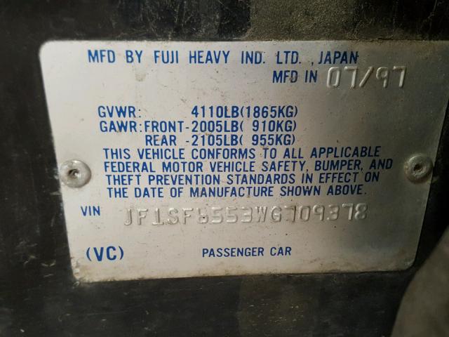 JF1SF6553WG709378 - 1998 SUBARU FORESTER S BLACK photo 10