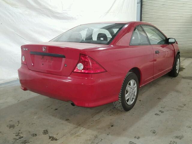 1HGEM21125L077411 - 2005 HONDA CIVIC DX V RED photo 4