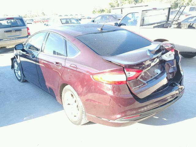 3FA6P0H74DR107457 - 2013 FORD FUSION SE BURGUNDY photo 3