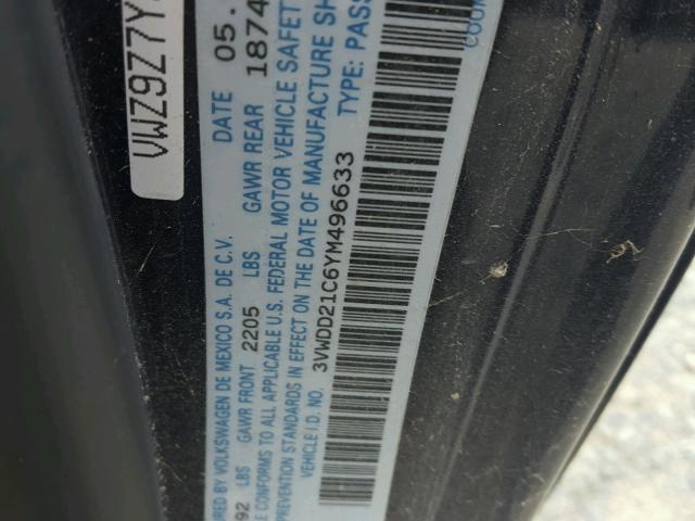 3VWDD21C6YM496633 - 2000 VOLKSWAGEN NEW BEETLE 蓝色 照片 10